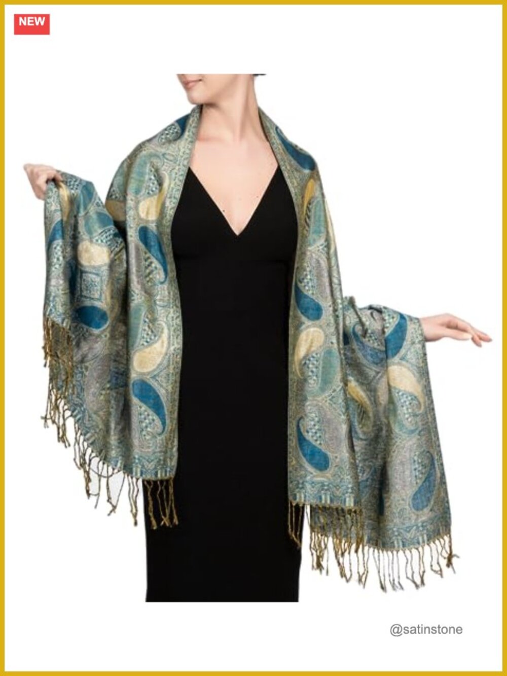 Paisley Metallic Pashmina Shawl Wrap Scarf Stole for Women